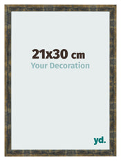 Bilderrahmen 21x30cm Blau Gold Meliert MDF Pisa Vorne Messe | Yourdecoration.de