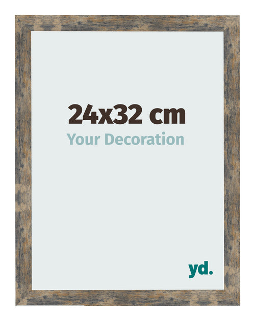 Bilderrahmen 24x32cm Blau Gold Meliert MDF Bologna Vorne Messe | Yourdecoration.de
