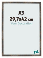 Bilderrahmen 29 7x42 cm A3 Oxidiertes Metall MDF Bologna Vorne Messe | Yourdecoration.de