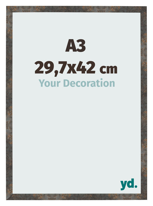 Bilderrahmen 29 7x42 cm A3 Oxidiertes Metall MDF Bologna Vorne Messe | Yourdecoration.de