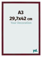 Bilderrahmen 29 7x42 cm A3 Weinrot Gewischt MDF Bologna Vorne Messe | Yourdecoration.de