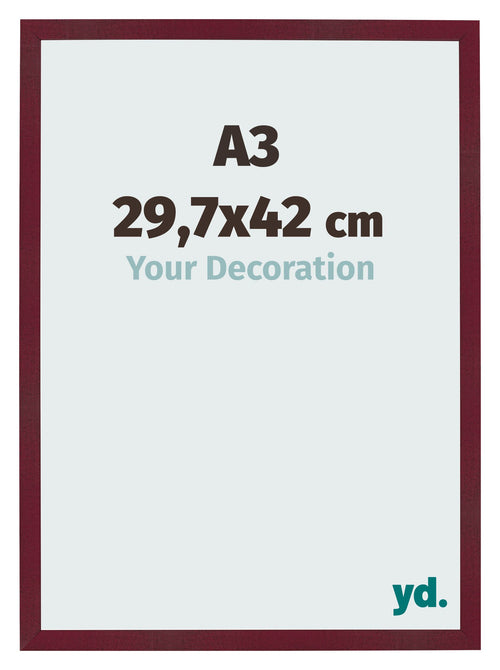 Bilderrahmen 29 7x42 cm A3 Weinrot Gewischt MDF Bologna Vorne Messe | Yourdecoration.de