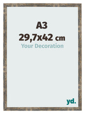 Bilderrahmen 29 7x42cm A3 Blau Gold Meliert MDF Bologna Vorne Messe | Yourdecoration.de
