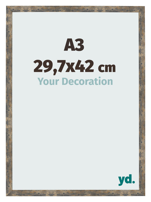 Bilderrahmen 29 7x42cm A3 Blau Gold Meliert MDF Bologna Vorne Messe | Yourdecoration.de