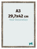 Bilderrahmen 29 7x42cm A3 Blau Gold Meliert MDF Bologna Vorne Messe | Yourdecoration.de