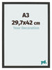 Bilderrahmen 29 7x42cm A3 Schwarz Gemasert MDF Bologna Vorne Messe | Yourdecoration.de