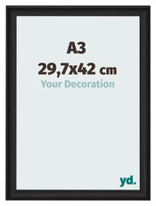 Bilderrahmen 29 7x42cm A3 Schwarz Gemasert MDF Lazio Vorne Messe | Yourdecoration.de