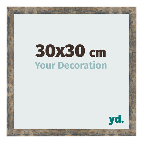 Bilderrahmen 30x30cm Blau Gold Meliert MDF Bologna Vorne Messe | Yourdecoration.de