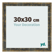 Bilderrahmen 30x30cm Blau Gold Meliert MDF Pisa Vorne Messe | Yourdecoration.de