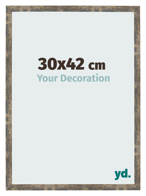 Bilderrahmen 30x42cm Blau Gold Meliert MDF Bologna Vorne Messe | Yourdecoration.de