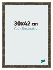 Bilderrahmen 30x42cm Blau Gold Meliert MDF Pisa Vorne Messe | Yourdecoration.de
