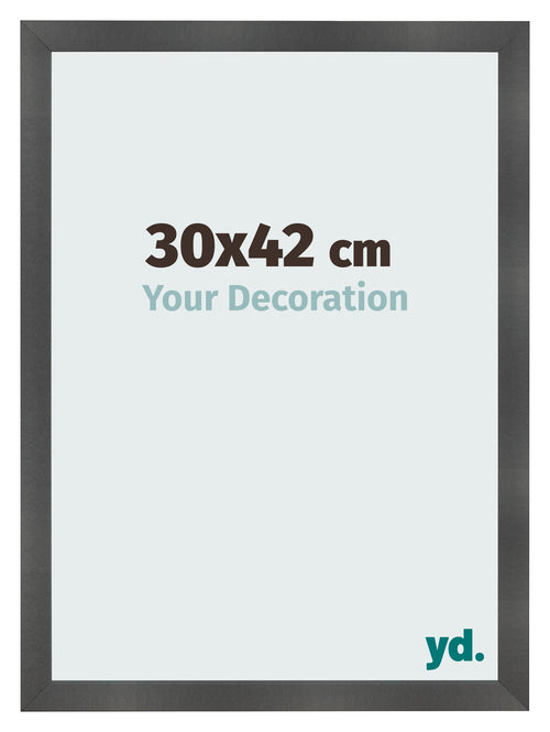 Bilderrahmen 30x42cm Schwarz Silber Poliert MDF Pisa Vorne Messe | Yourdecoration.de