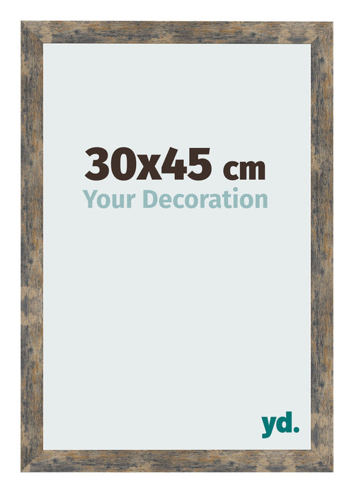 Bilderrahmen 30x45cm Blau Gold Meliert MDF Bologna Vorne Messe | Yourdecoration.de