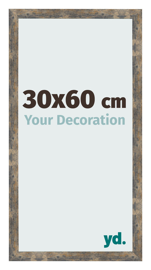 Bilderrahmen 30x60cm Blau Gold Meliert MDF Bologna Vorne Messe | Yourdecoration.de