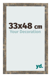 Bilderrahmen 33x48cm Blau Gold Meliert MDF Bologna Vorne Messe | Yourdecoration.de