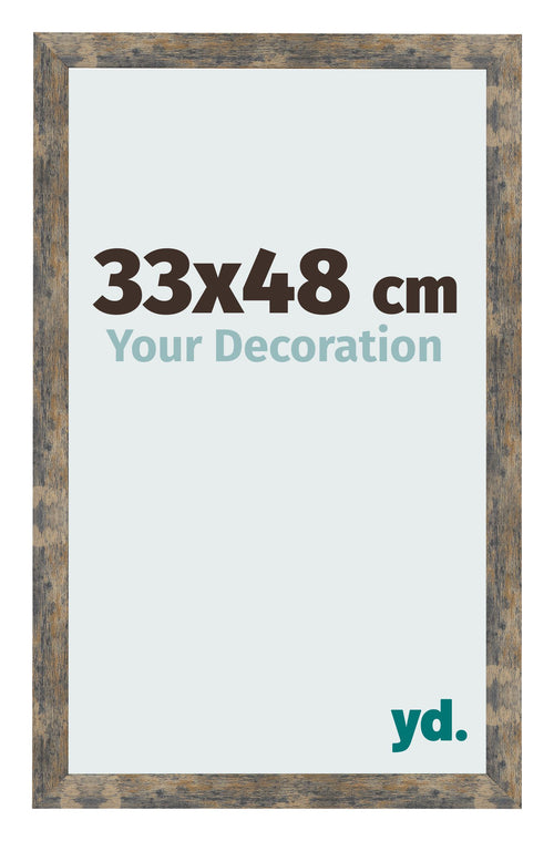 Bilderrahmen 33x48cm Blau Gold Meliert MDF Bologna Vorne Messe | Yourdecoration.de