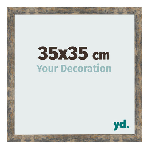 Bilderrahmen 35x35cm Blau Gold Meliert MDF Bologna Vorne Messe | Yourdecoration.de