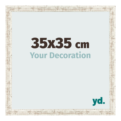 Bilderrahmen 35x35cm Weiß Vintage MDF Bologna Vorne Messe | Yourdecoration.de