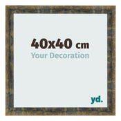 Bilderrahmen 40x40cm Blau Gold Meliert MDF Pisa Vorne Messe | Yourdecoration.de