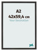 Bilderrahmen 42x59 4 cm A2 Schwarz Matt MDF Bologna Vorne Messe | Yourdecoration.de