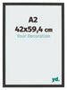 Bilderrahmen 42x59 4cm A2 Schwarz Gemasert MDF Bologna Vorne Messe | Yourdecoration.de