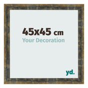 Bilderrahmen 45x45cm Blau Gold Meliert MDF Pisa Vorne Messe | Yourdecoration.de