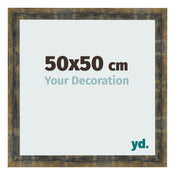 Bilderrahmen 50x50cm Blau Gold Meliert MDF Pisa Vorne Messe | Yourdecoration.de
