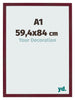 Bilderrahmen 59 4x84 cm A1 Weinrot Gewischt MDF Bologna Vorne Messe | Yourdecoration.de