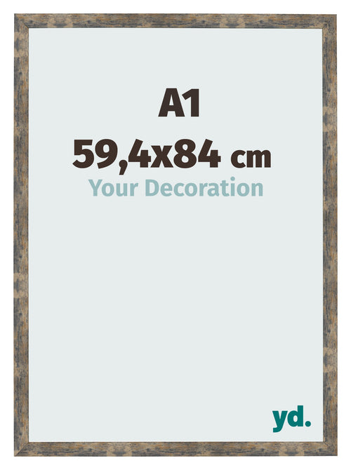 Bilderrahmen 59 4x84cm A1 Blau Gold Meliert MDF Bologna Vorne Messe | Yourdecoration.de