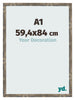 Bilderrahmen 59 4x84cm A1 Blau Gold Meliert MDF Bologna Vorne Messe | Yourdecoration.de