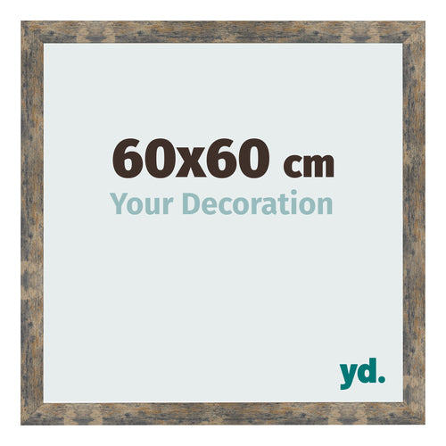 Bilderrahmen 60x60cm Blau Gold Meliert MDF Bologna Vorne Messe | Yourdecoration.de