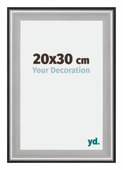 Birmingham Holz Bilderrahmen 20x30cm Schwarz Silber Poliert Messe | Yourdecoration.de