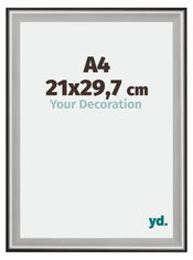 Birmingham Holz Bilderrahmen 21x29 7cm A4 Schwarz Silber Poliert Messe | Yourdecoration.de