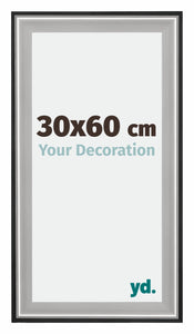 Birmingham Holz Bilderrahmen 30x60cm Schwarz Silber Poliert Messe | Yourdecoration.de
