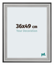Birmingham Holz Bilderrahmen 36x49cm Schwarz Silber Poliert Vorne Messe | Yourdecoration.de