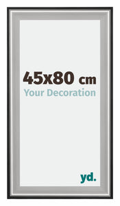 Birmingham Holz Bilderrahmen 45x80cm Schwarz Silber Poliert Messe | Yourdecoration.de