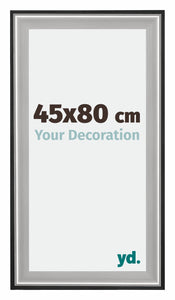 Birmingham Holz Bilderrahmen 45x80cm Schwarz Silber Poliert Messe | Yourdecoration.de