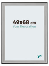 Birmingham Holz Bilderrahmen 49x68cm Schwarz Silber Poliert Vorne Messe | Yourdecoration.de