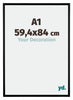Bordeaux Kunststoff Bilderrahmen 59 4x84cm A1 Schwarz Matt Vorne Messe | Yourdecoration.de