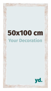 Catania MDF Bilderrahmen 50x100cm White Wash Vorne Messe | Yourdecoration.de