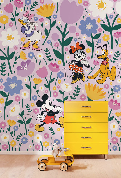 Disney Mickey Mouse and Minnie Mouse Botanical Spring Innere Fototapete DX4 175 | Yourdecoration.de