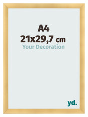 Bilderrahmen A4 - 21x29,7 cm - Gold Matt - MDF - Pisa