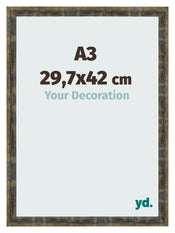 Bilderrahmen A3 - 29,7x42 cm - Blau Gold Meliert - MDF - Pisa