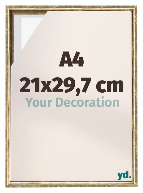 Lyon MDF Schattenfugenrahmen 21x29 7cm A4 Gold Antik Vorne Messe | Yourdecoration.de