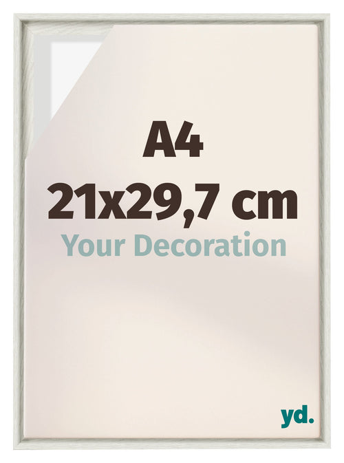 Lyon MDF Schattenfugenrahmen 21x29 7cm A4 White Wash Vorne Messe | Yourdecoration.de