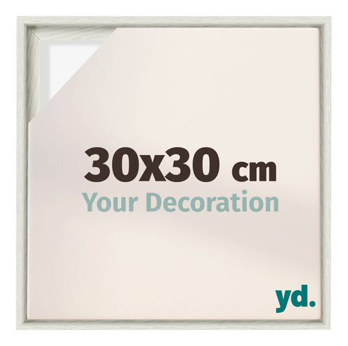 Lyon MDF Schattenfugenrahmen 30x30cm White Wash Vorne Messe | Yourdecoration.de