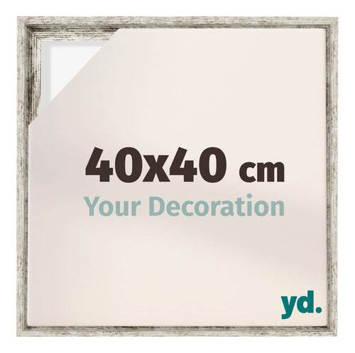 Lyon MDF Schattenfugenrahmen 40x40cm Weiss Vintage Vorne Messe | Yourdecoration.de