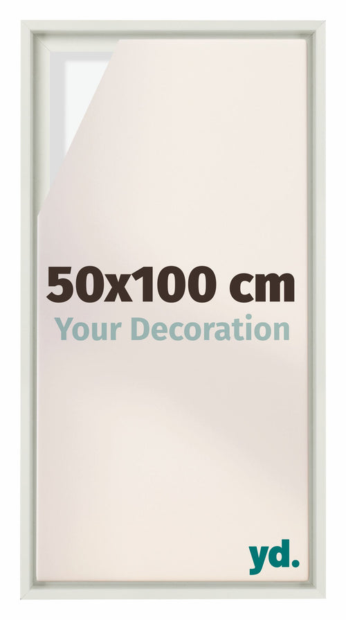 Lyon MDF Schattenfugenrahmen 50x100cm Weiss Matt Vorne Messe | Yourdecoration.de