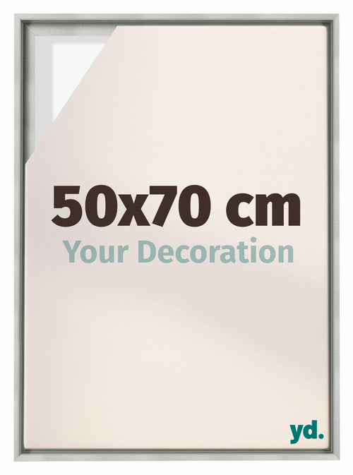 Lyon MDF Schattenfugenrahmen 50x70cm Silber Matt Vorne Messe | Yourdecoration.de
