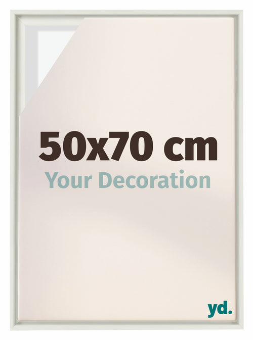 Lyon MDF Schattenfugenrahmen 50x70cm Weiss Matt Vorne Messe | Yourdecoration.de